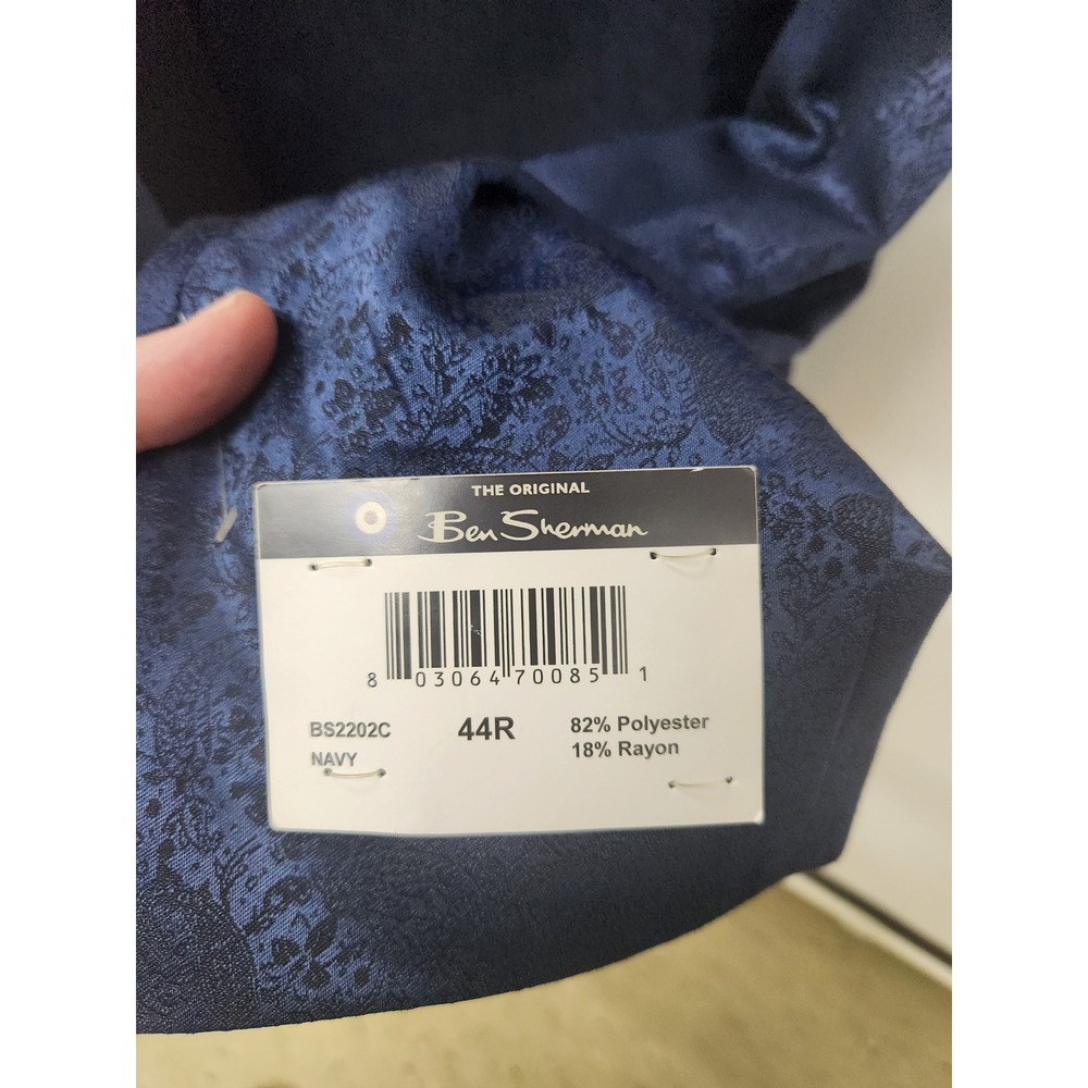 NWT Ben Sherman Mens Navy Paisley Jacquard Tuxedo Blazer - Picture 2 of 5
